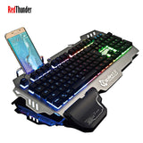 English and Russian RGB Illuminated Backlit Mechanical Gaming Keyboard with Phone Holder