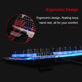 English and Russian RGB Illuminated Backlit Mechanical Gaming Keyboard with Phone Holder