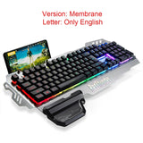 English and Russian RGB Illuminated Backlit Mechanical Gaming Keyboard with Phone Holder