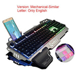 English and Russian RGB Illuminated Backlit Mechanical Gaming Keyboard with Phone Holder